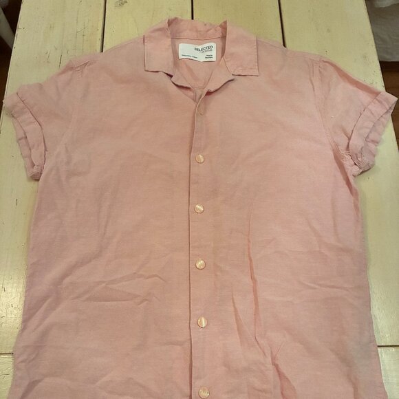 Selected Homme Pink Short Sleeve Button Up - Picture 1 of 2